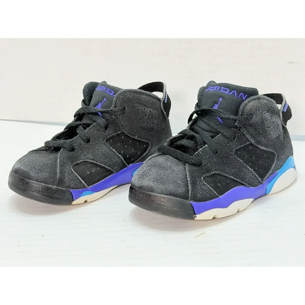 Nike Jordan 6 Retro Aqua TD Size 8C Black Purple Sneaker Shoe Toddler DV3606-004